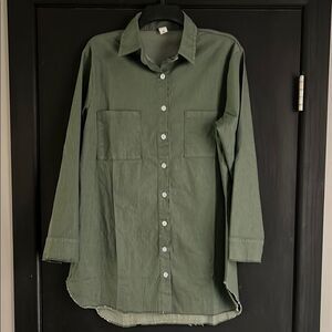 Green Button Down Shirt Relaxed Fit